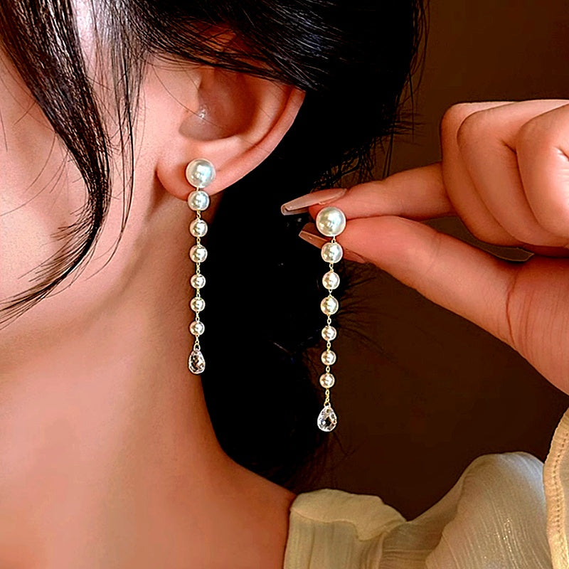 14K Gold-Plated luxury Pearl Tassel Earrings