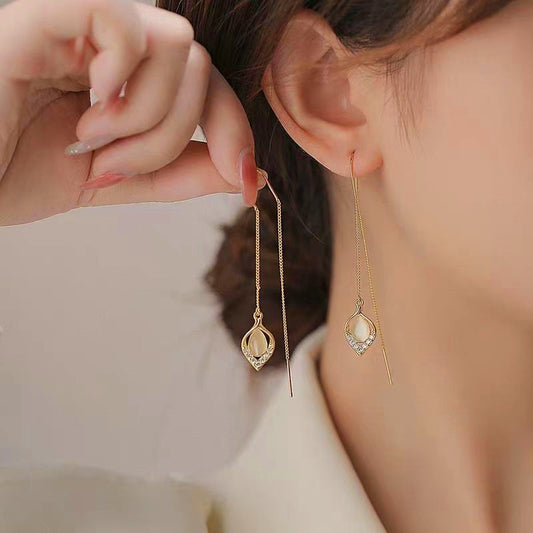 14K Gold-plated Cat’s Eye Threader Earrings