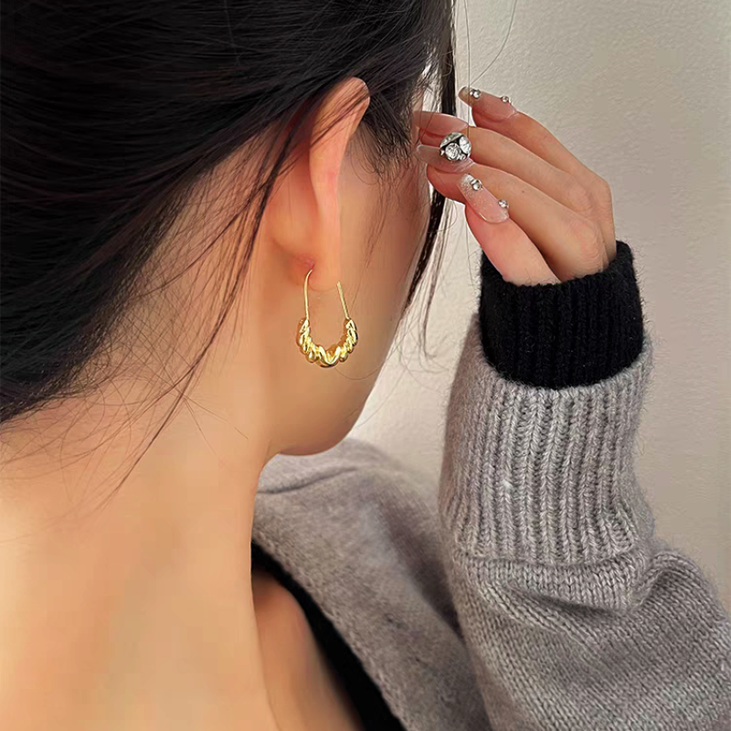 14K Gold-plated Croissant Earrings