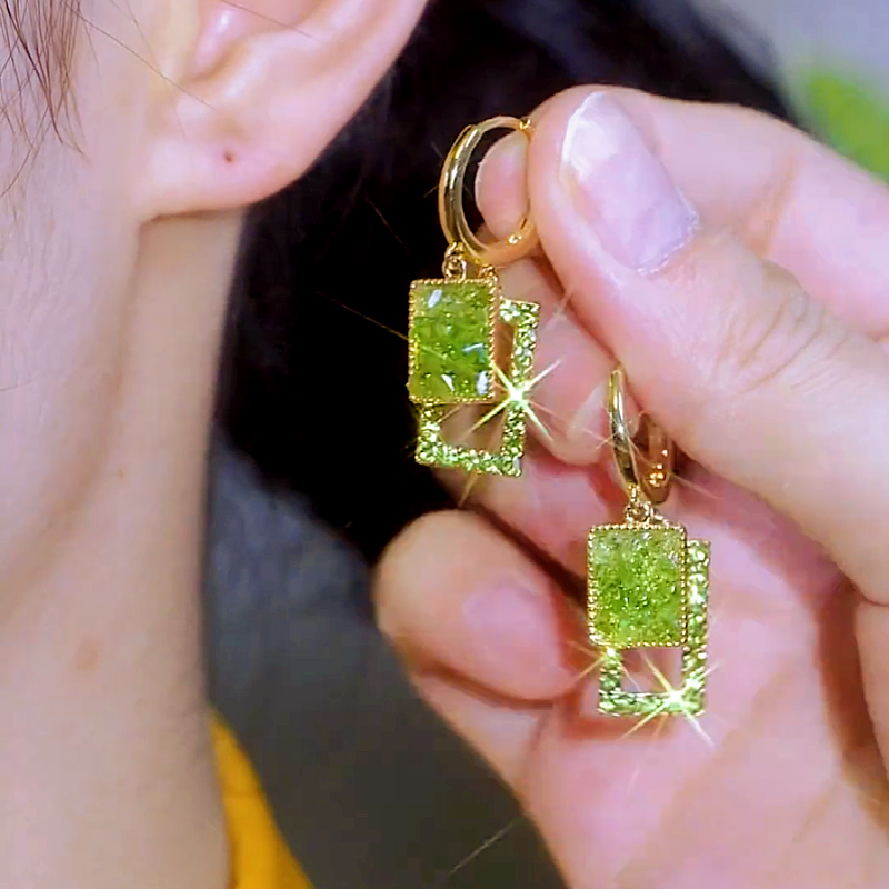 14K Gold-Plated Elegant Zircon Geometric Earrings