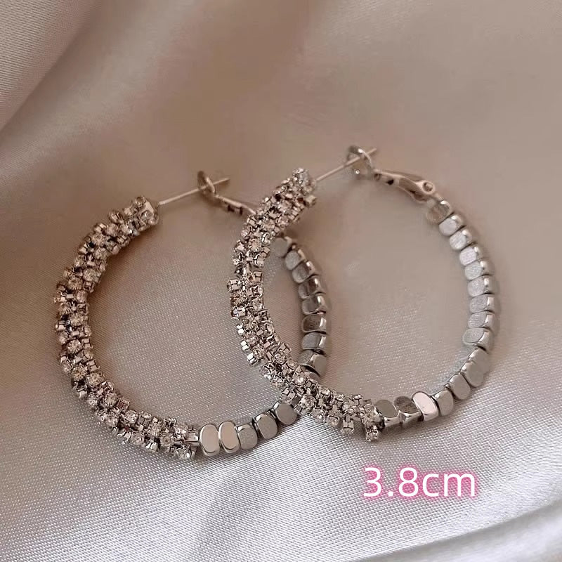 14K Gold-plated Diamond Hoop Earrings