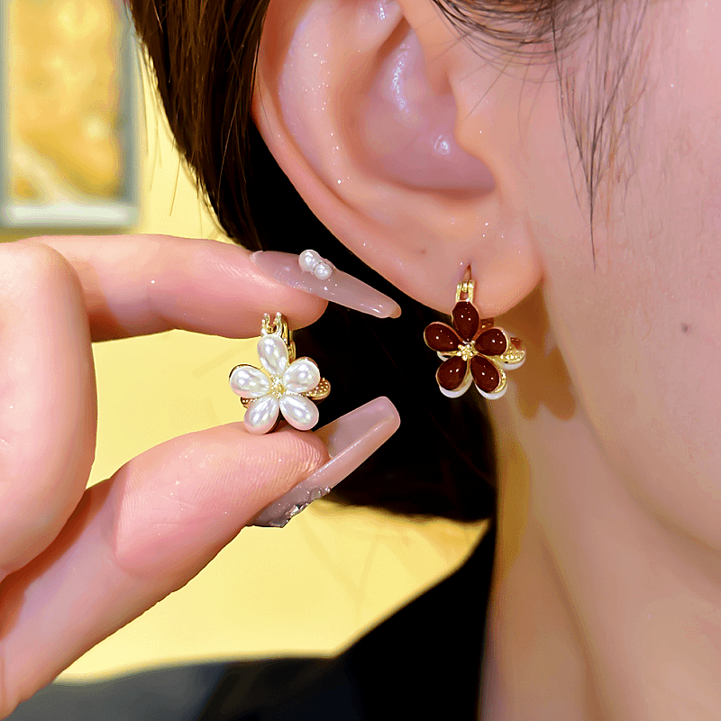 14K Gold-plated Double-Sided Flower Earrings