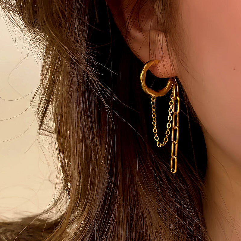 14K Gold-plated Elegant Chain Tassel Earrings