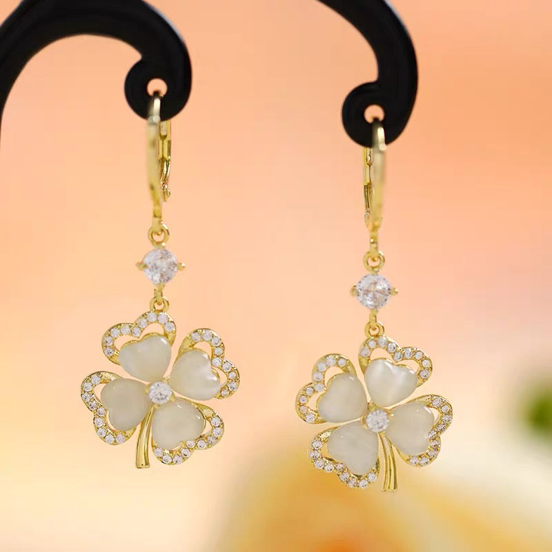 14K Gold-plated Elegant Four-Leaf Clover Earrings