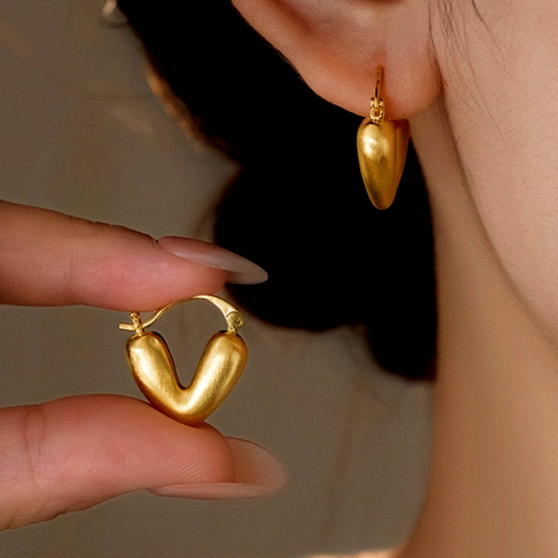 14K Gold-plated Elegant Heart-Design Earrings