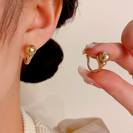 14K Gold-plated Elegant Pearl Small Hoop Earrings