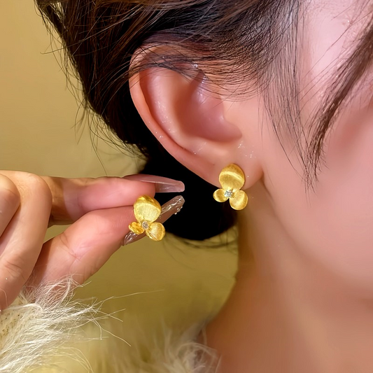 14K Gold-plated Flower Stud Earrings