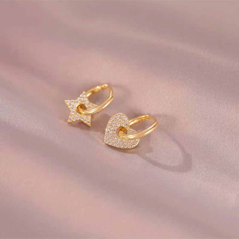 14K Gold-plated Heart And Star Earrings