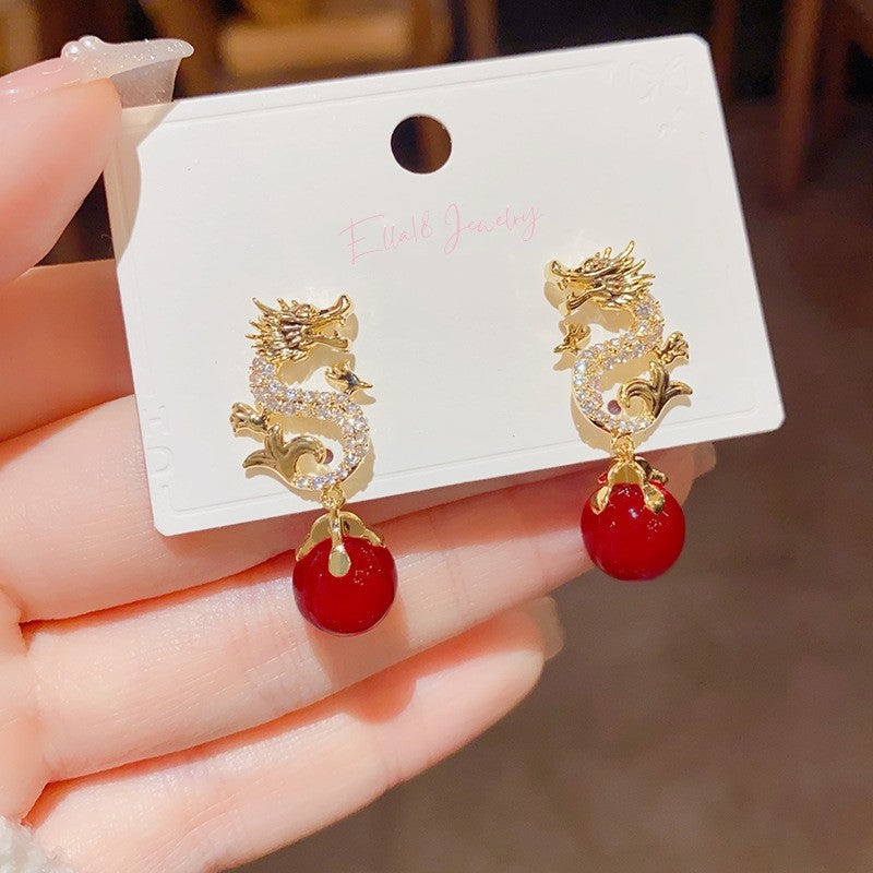 14K Gold-Plated 2024 Dragon Earrings