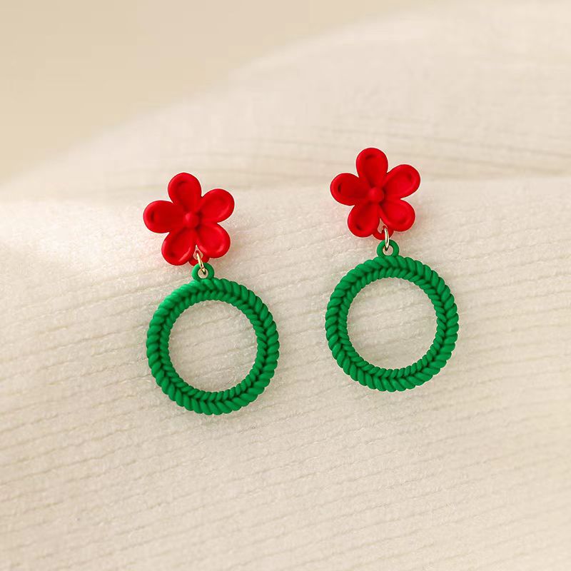 14K Gold Plated Christmas Flower Earrings