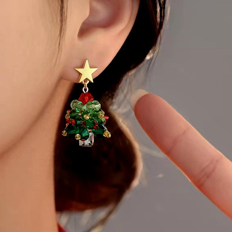 14K Gold Plated Christmas Tree Earrings