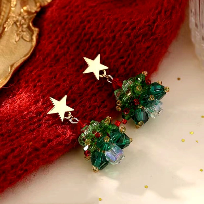 14K Gold Plated Christmas Tree Earrings