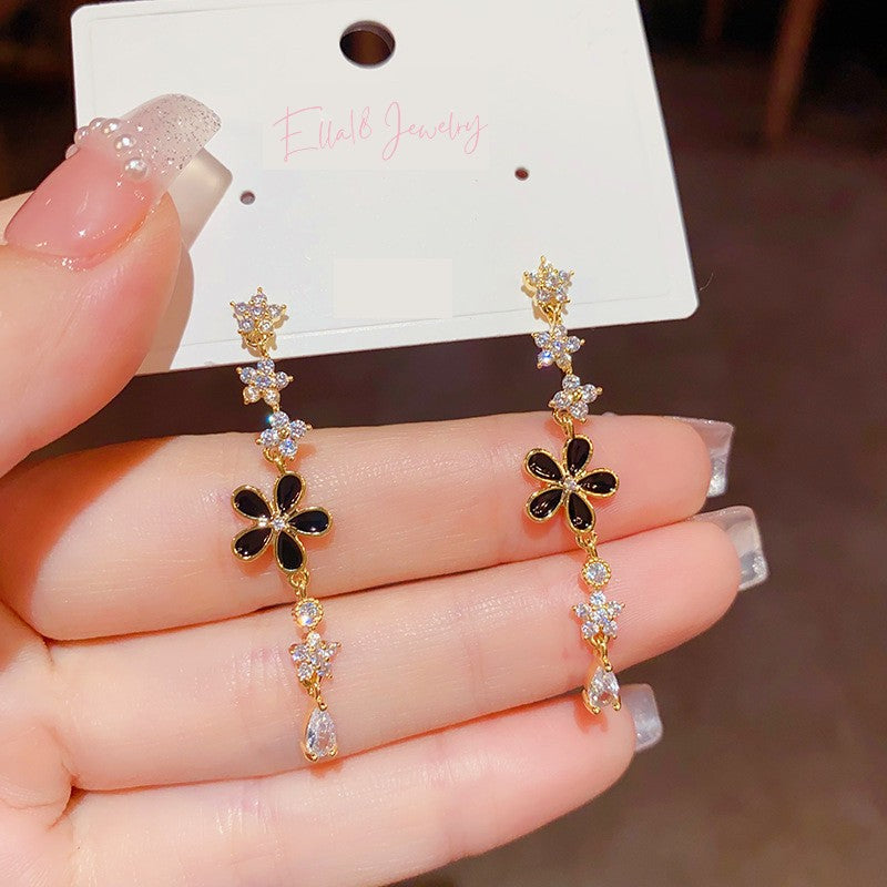 14K Gold-plated Exquisite Zircon Flower Earrings