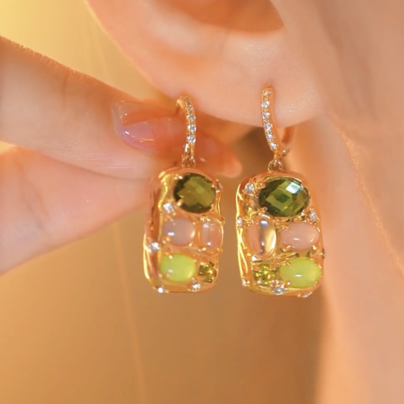 14K Gold-plated Gemstone Zircon Earrings