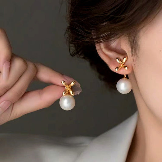 14K Gold-Plated Elegant Osmanthus Pearl Earrings