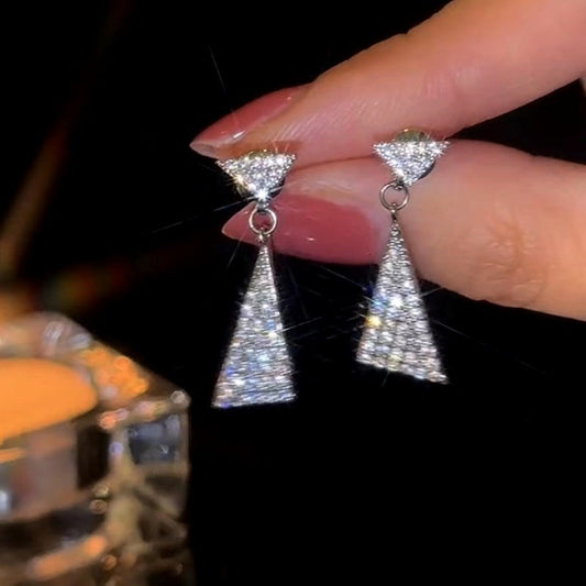 14k Gold-Plated Crystal Triangle Earrings