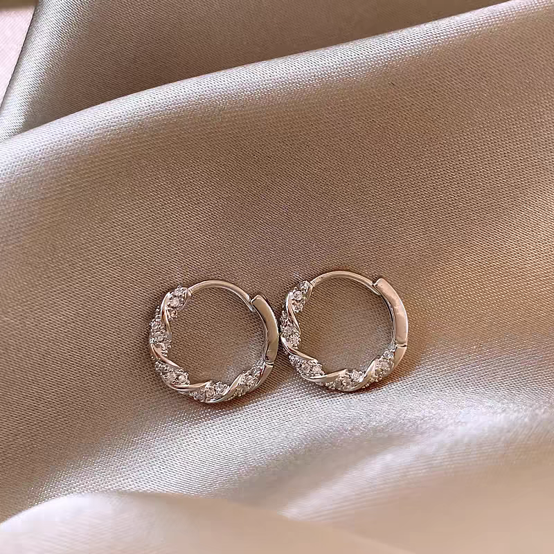 14k Gold-Plated Diamond Hoop Earrings