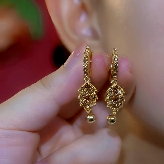 14k Gold-Plated Luxury Brown Leaf Earrings