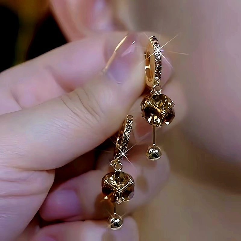 14k Gold-Plated Exquisite Diamond Ball Earrings