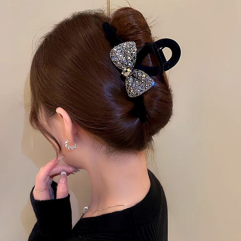 Elegant Diamond Bow Hair Clip