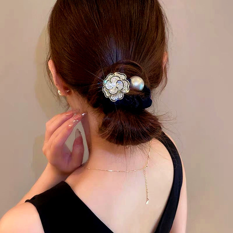 Elegant Diamond Camellia Hair band