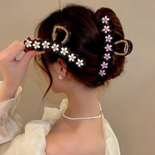 Elegant Diamond Flower Hair Clips