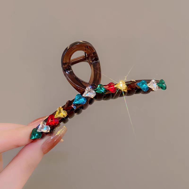 Elegant Dopamine Colored Love Acrylic Hair Clip