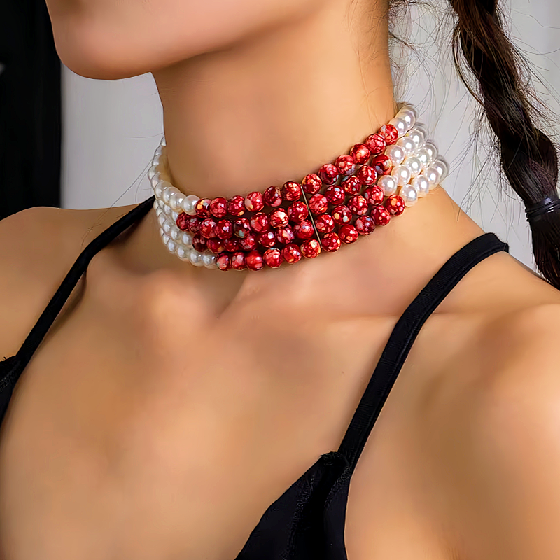 Halloween Blood Drop Pearl Tassel Clavicle Necklace