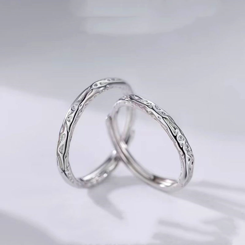 Sterling Silver Adjustable Candy Paper Couple Rings