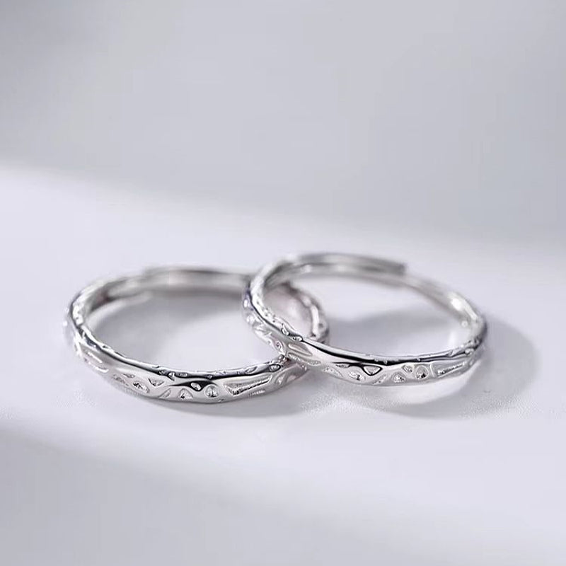 Sterling Silver Adjustable Candy Paper Couple Rings