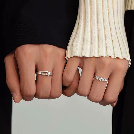 Sterling Silver Adjustable Couple Rings