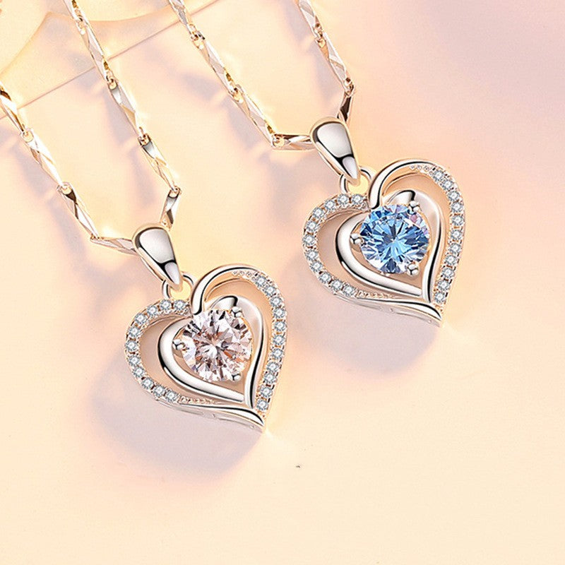 Sterling Silver Bling Heart-Design Necklaces