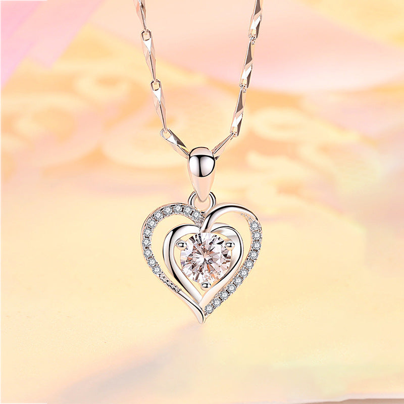 Sterling Silver Bling Heart-Design Necklaces