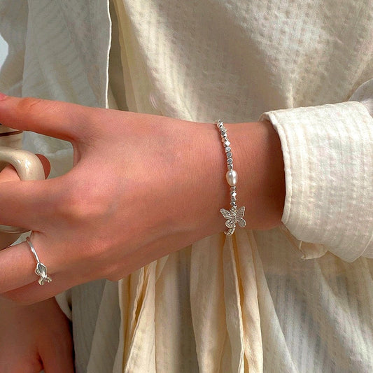 Sterling Silver Butterfly Pearl Bracelets