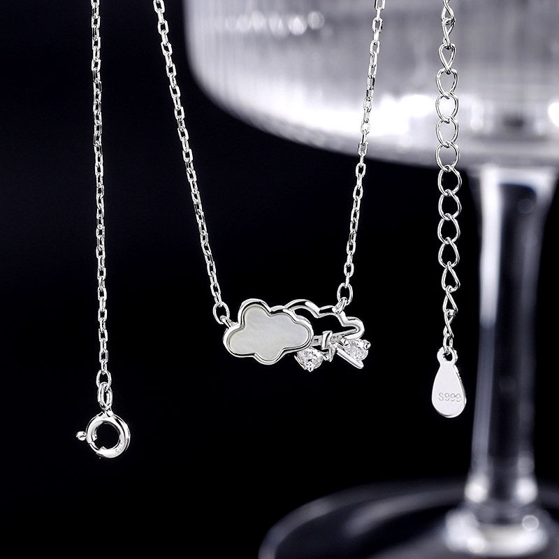 Sterling Silver Cloud Rain Drop Necklace