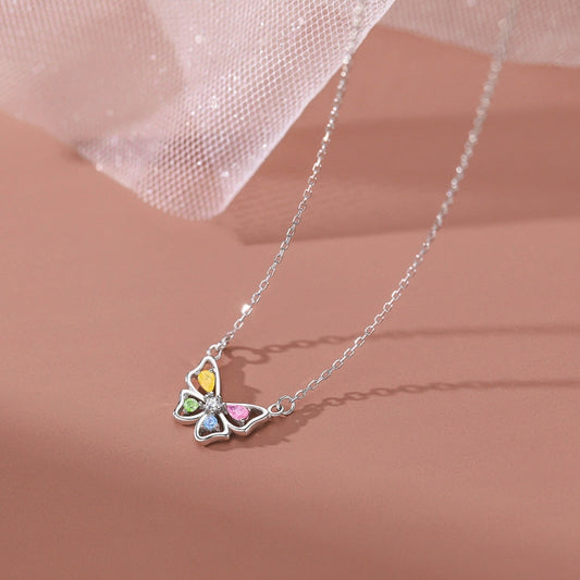 Sterling Silver Colorful Diamond Butterfly Set