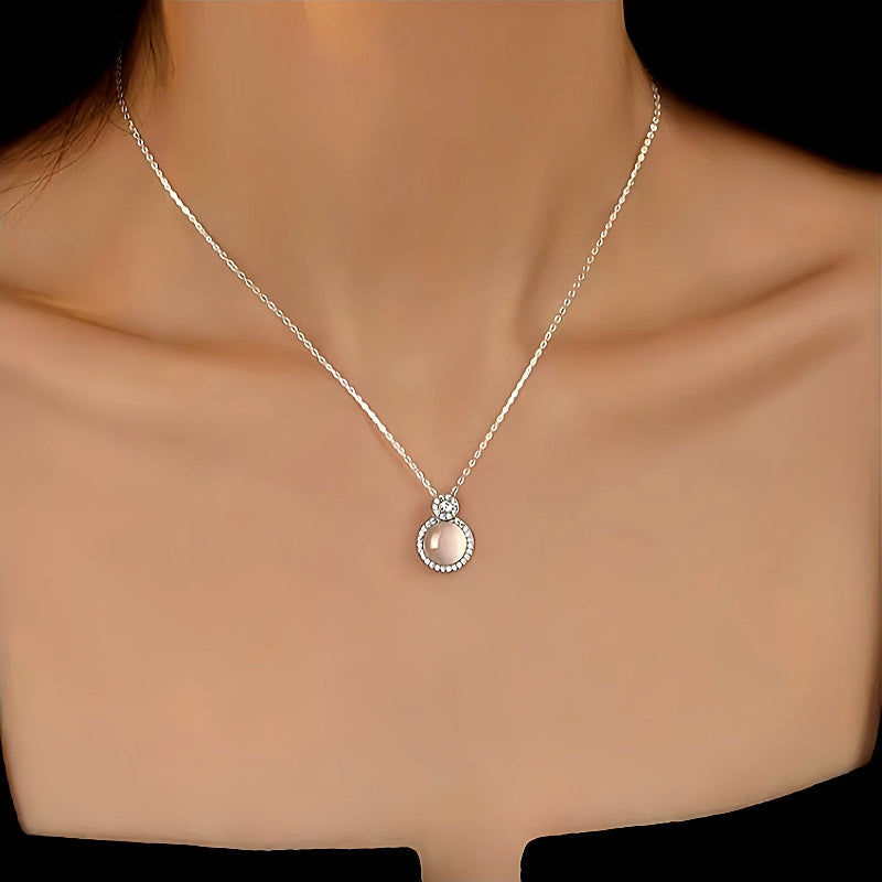 Sterling Silver Diamond Round Gourd Necklaces