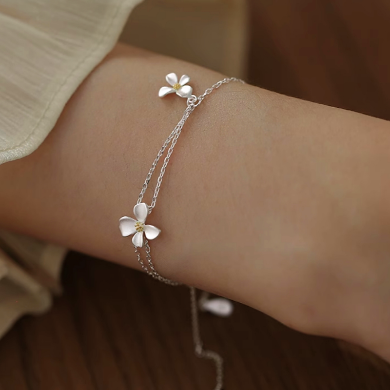 Sterling Silver Flower Bracelet