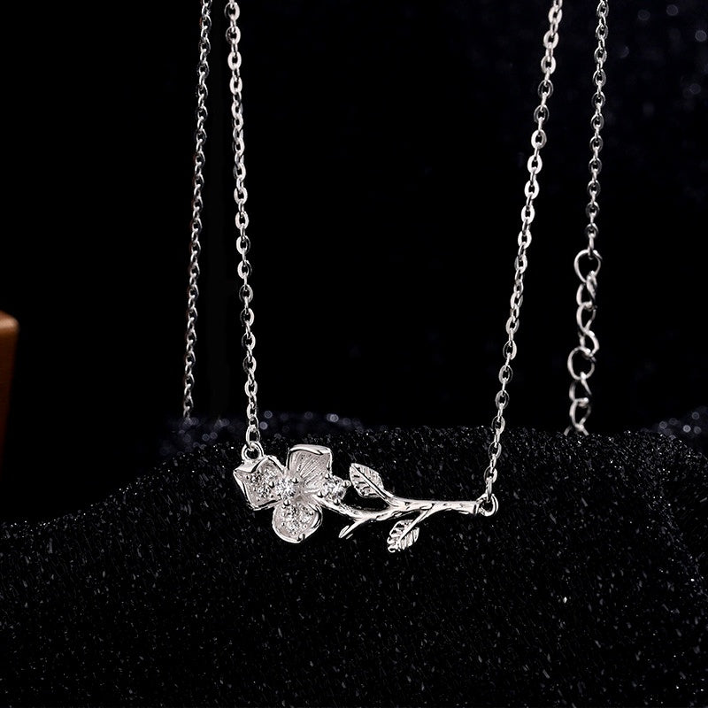 Sterling Silver Flower Branch Girl Necklace