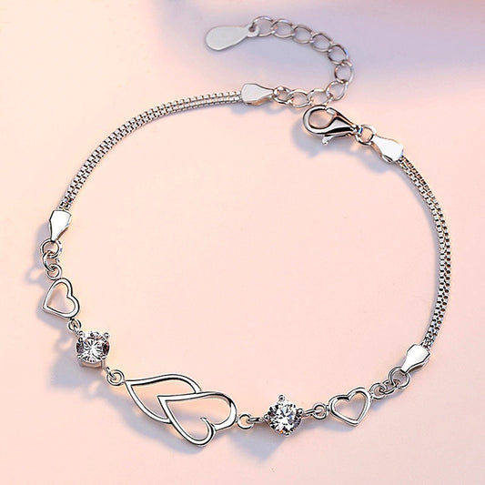 Sterling Silver Heart-Design Bracelets