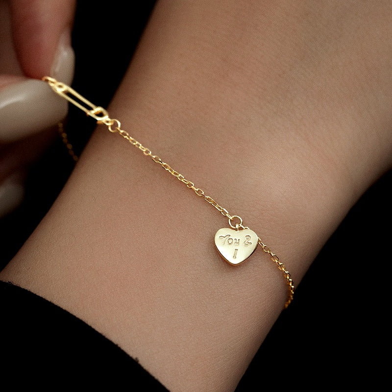 Sterling Silver Heart-Design Paper Clip Bracelets