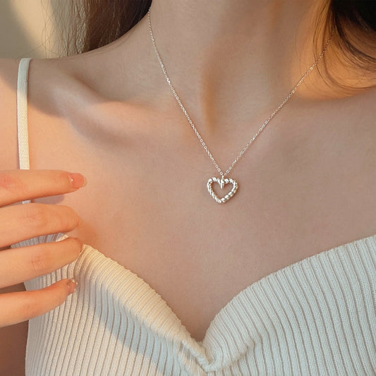 Sterling Silver Hollow Heart-Design Necklaces