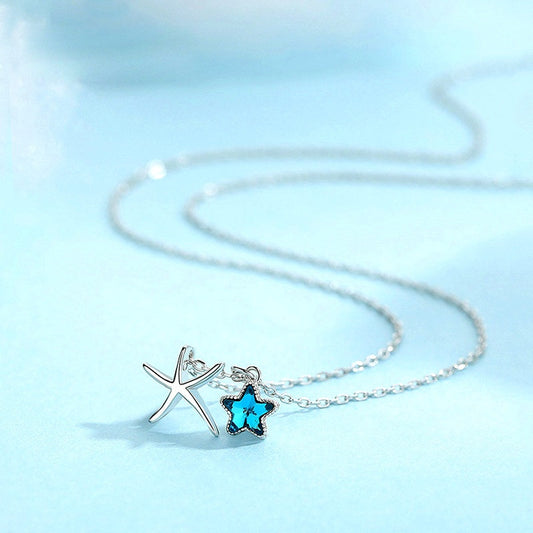 Sterling Silver Hollow Star Fish Necklaces