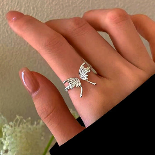 Sterling Silver Luxury Adjustable Zircon Butterfly Rings