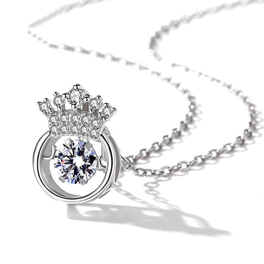 Sterling Silver Luxury Crown Heart-Design Pendant Necklaces