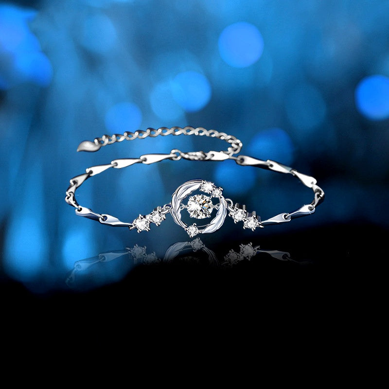 Sterling Silver Luxury Feather You Accompany Moissanite Bracelets