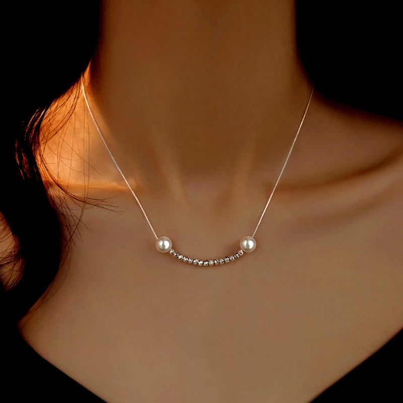 Sterling Silver Luxury Pearl Smile Necklaces