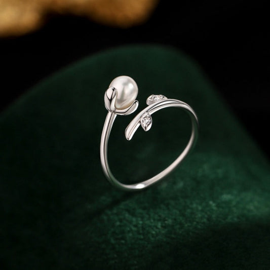 Sterling Silver Luxury Pearl Sprout Rings