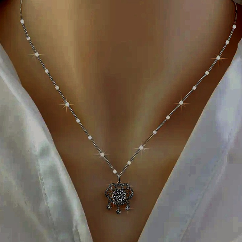 Sterling Silver Luxury Zircon Ruyi Peace Lock Necklace