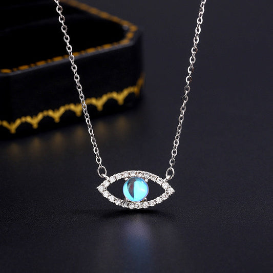 Sterling Silver Moonstone Devil's Eye Necklace